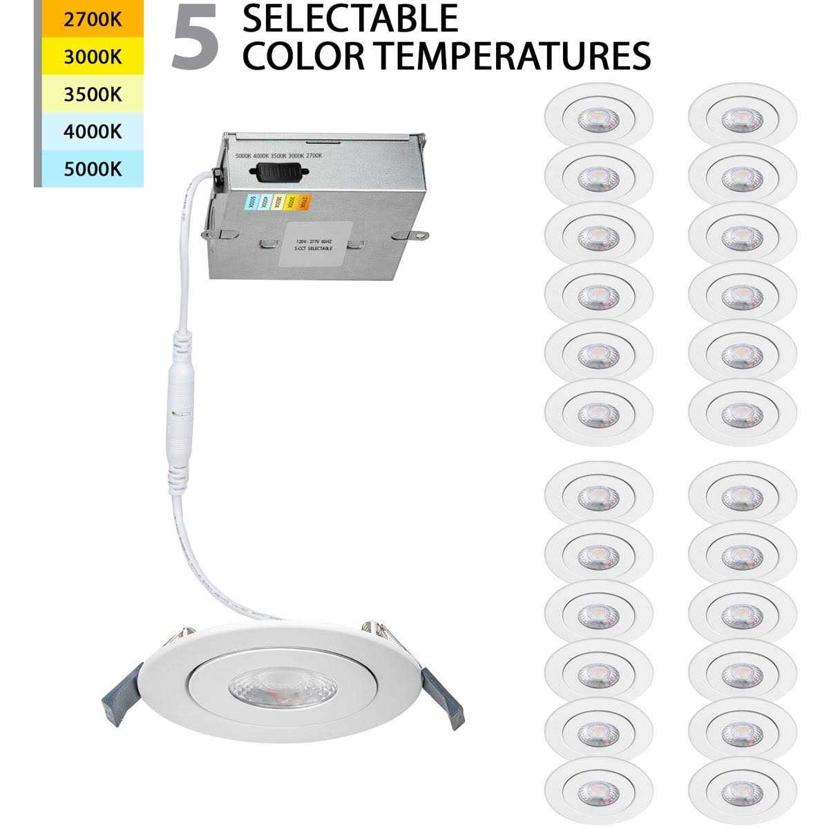 WAC Lighting Lotos Four in. LED Round Adjustable Recessed Light Kit R4ERAR-W9CS-WT