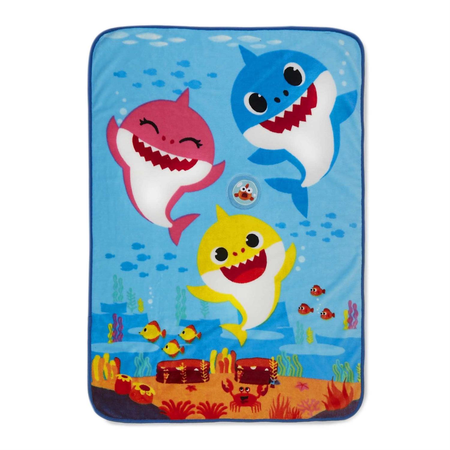Baby Shark Musical Warm Plush Throw Blanket That Plays The Theme Song