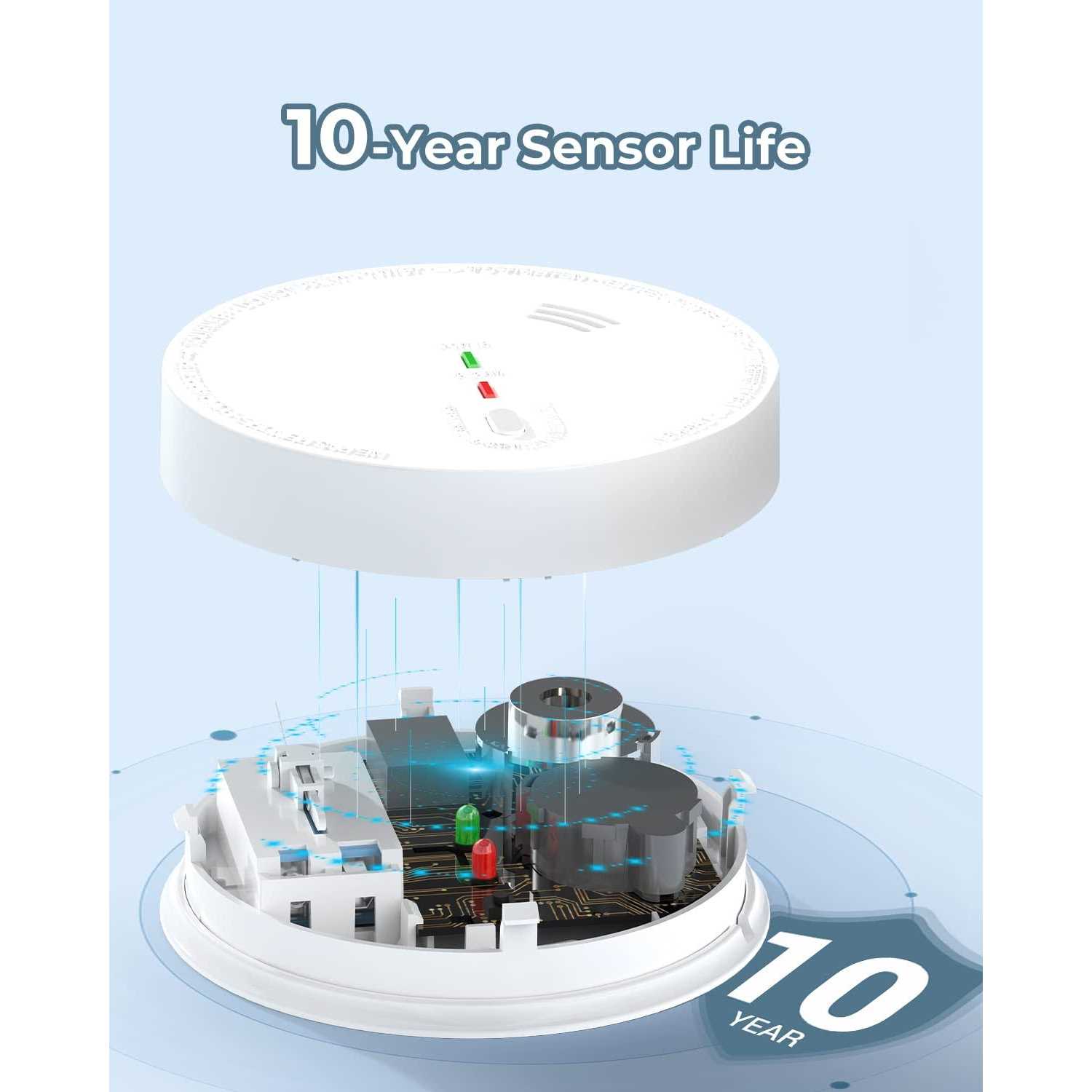 SITERWELL Hardwired Interconnected Smoke Detector Photoelectric Smoke Alarm with 9V Backup Battery