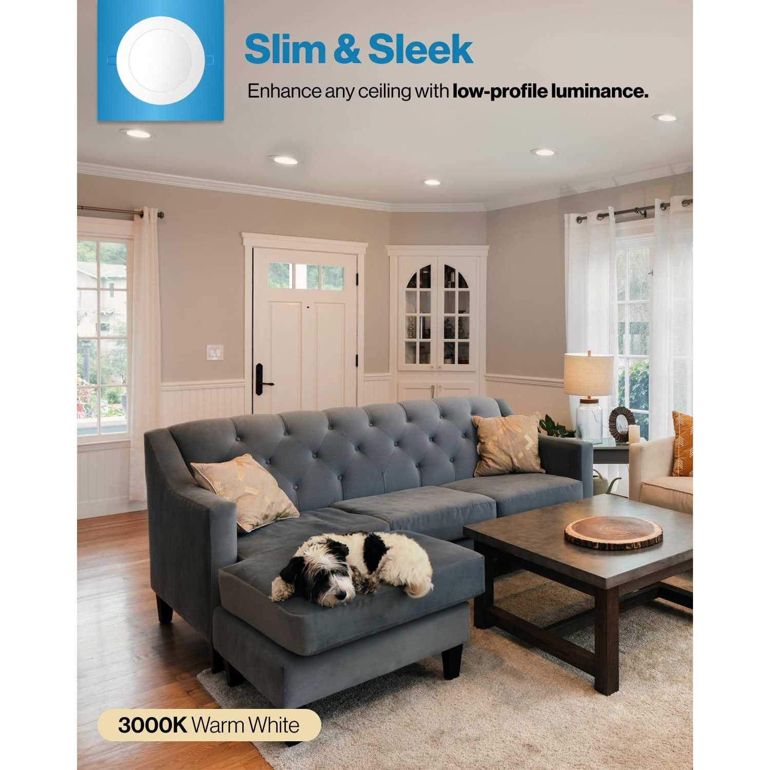 Sunco Lighting Sunco 6 Pack 4 Inch Ultra Thin LED Recessed Ceiling Lights Slim