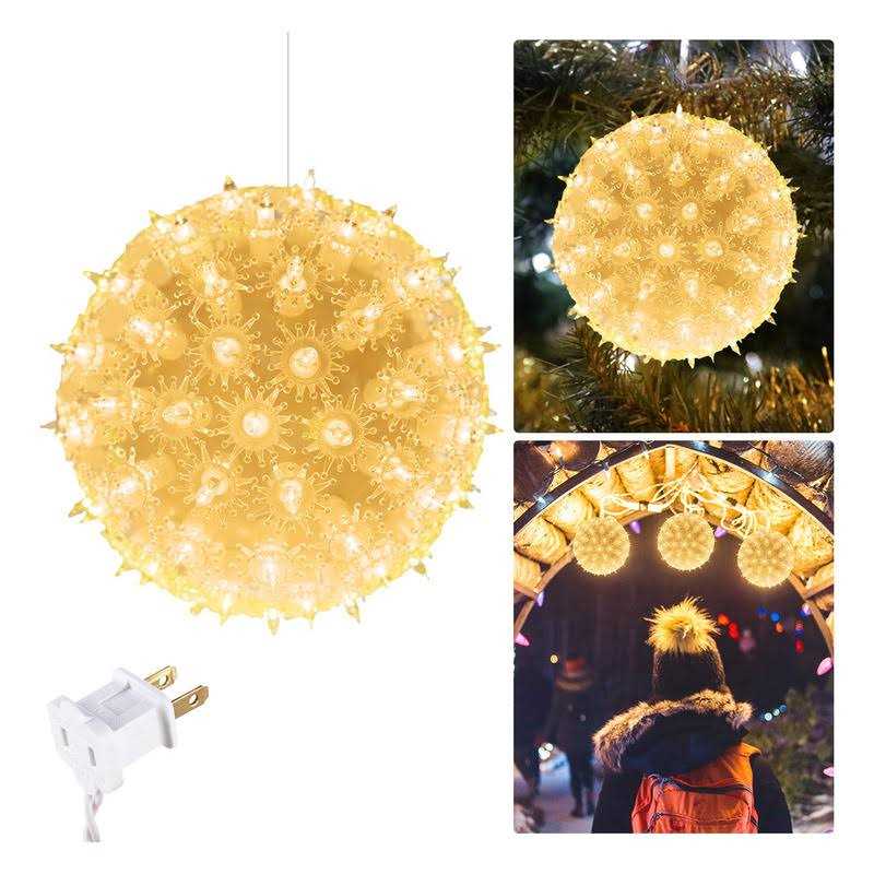 Brightown 6” Christmas Lights Ball Outdoor Sphere Lights 100 Replaceable LED Bulbs Plug in for Xmas Indoor Party Wedding Home Commercial Decorations