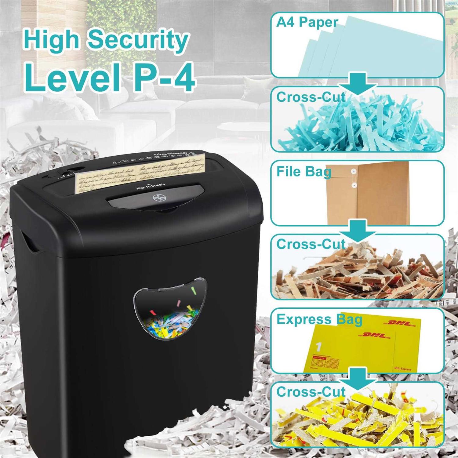 woolsche Paper Shredder 12-Sheet Cross Cut With 5.55-Gallon Basket