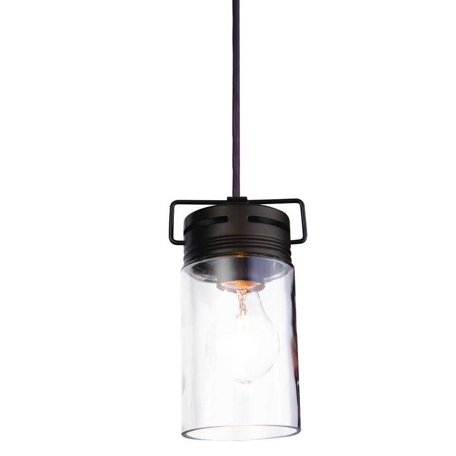 allen + roth Vallymede Aged Bronze Farmhouse Clear Glass Jar Mini Pendant Light B10049