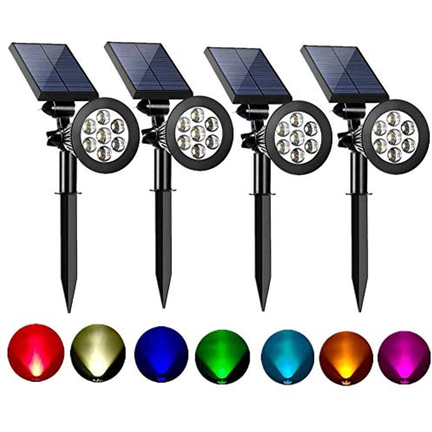Sunklly Solar Spot Lights Outdoor Color Changing 8 Lighting Modes 2-in-1 Solar Lights Outdoor Waterproof