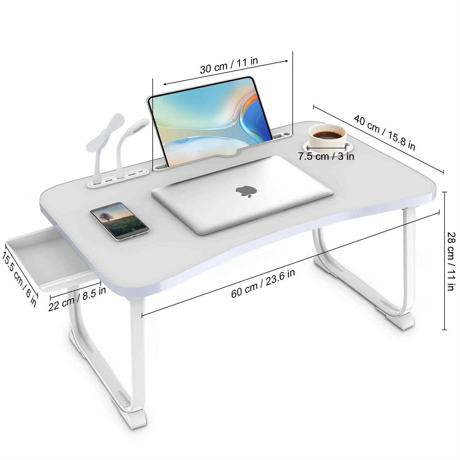 fayquaze Lap laptop desk, portable foldable laptop bed table with storage drawer and cup holder