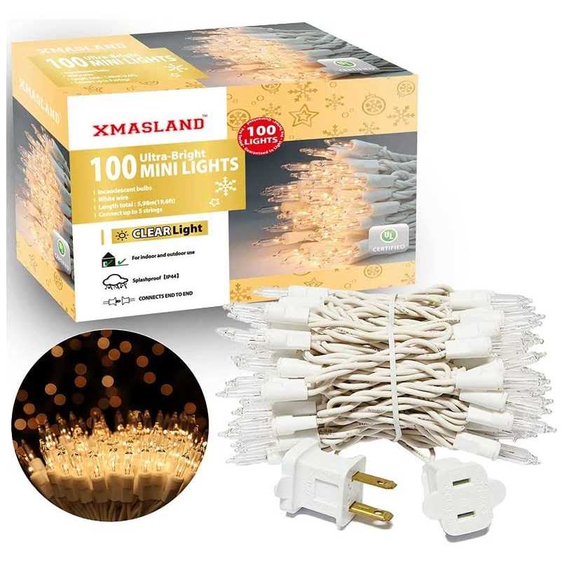 XMASLAND Ultra-Bright Connectable Christmas Light Set Incandescent Bulb Mini String Light for Indoor Outdoor Christmas Tree