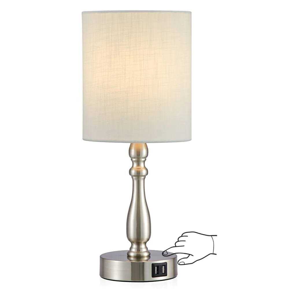 TRUE FINE 3-Way Dimmable Touch Control Small Table Lamp with 2 USB Port