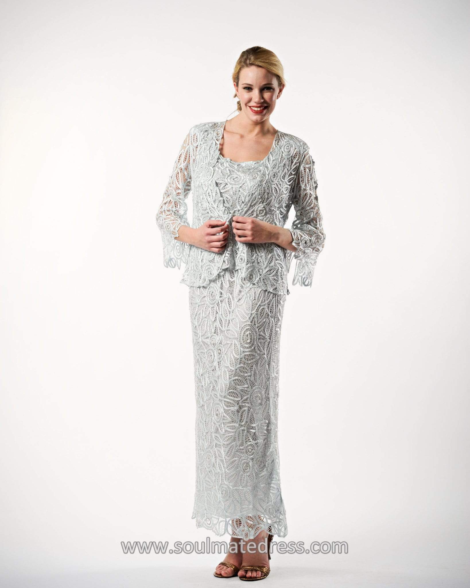 Lace Illusion Sleeves Mother Of The Bride Dress