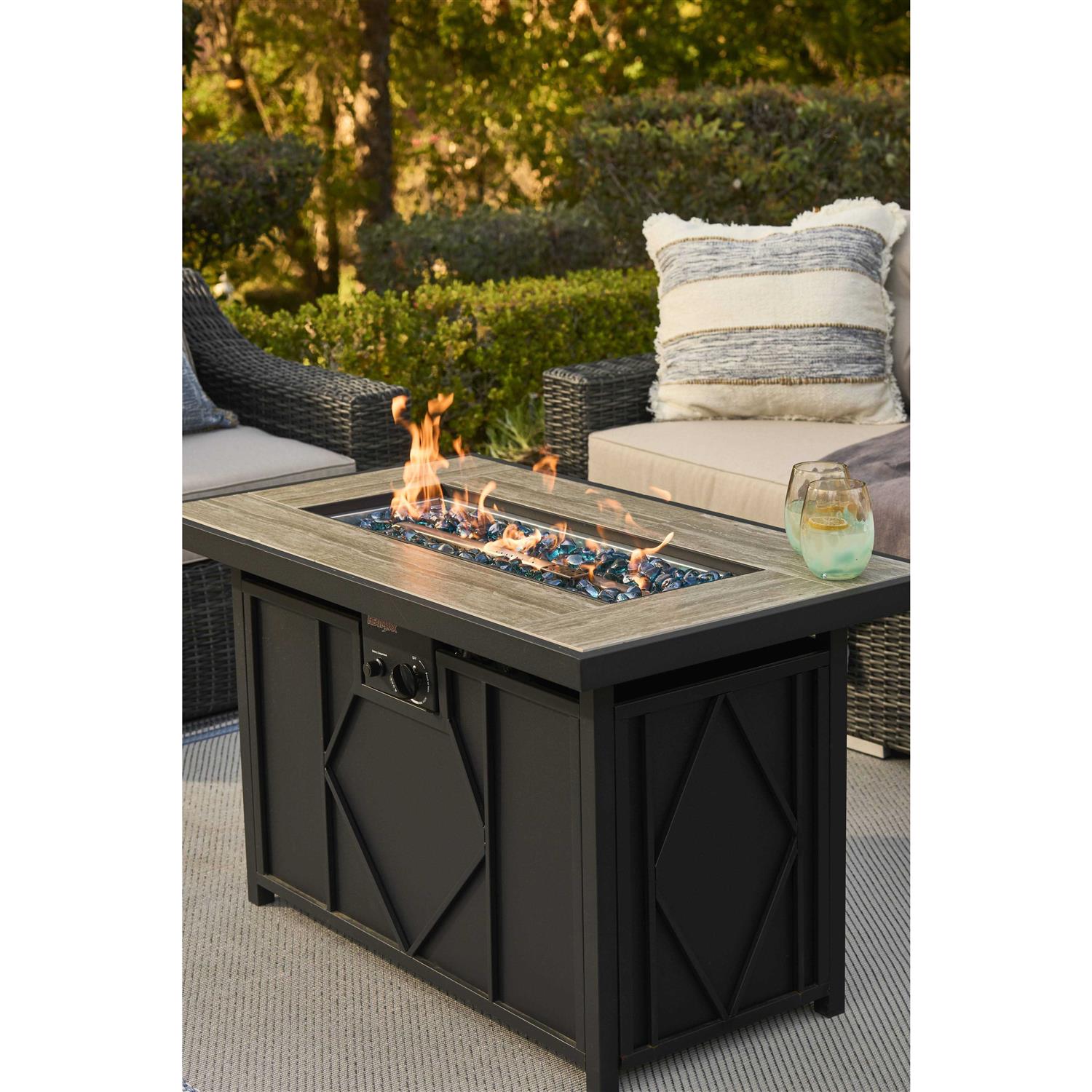 Heatmaxx 42 in. 60,000BTU Fire Pit Propane Gas Fire Pit Table Rectangular Tabletop