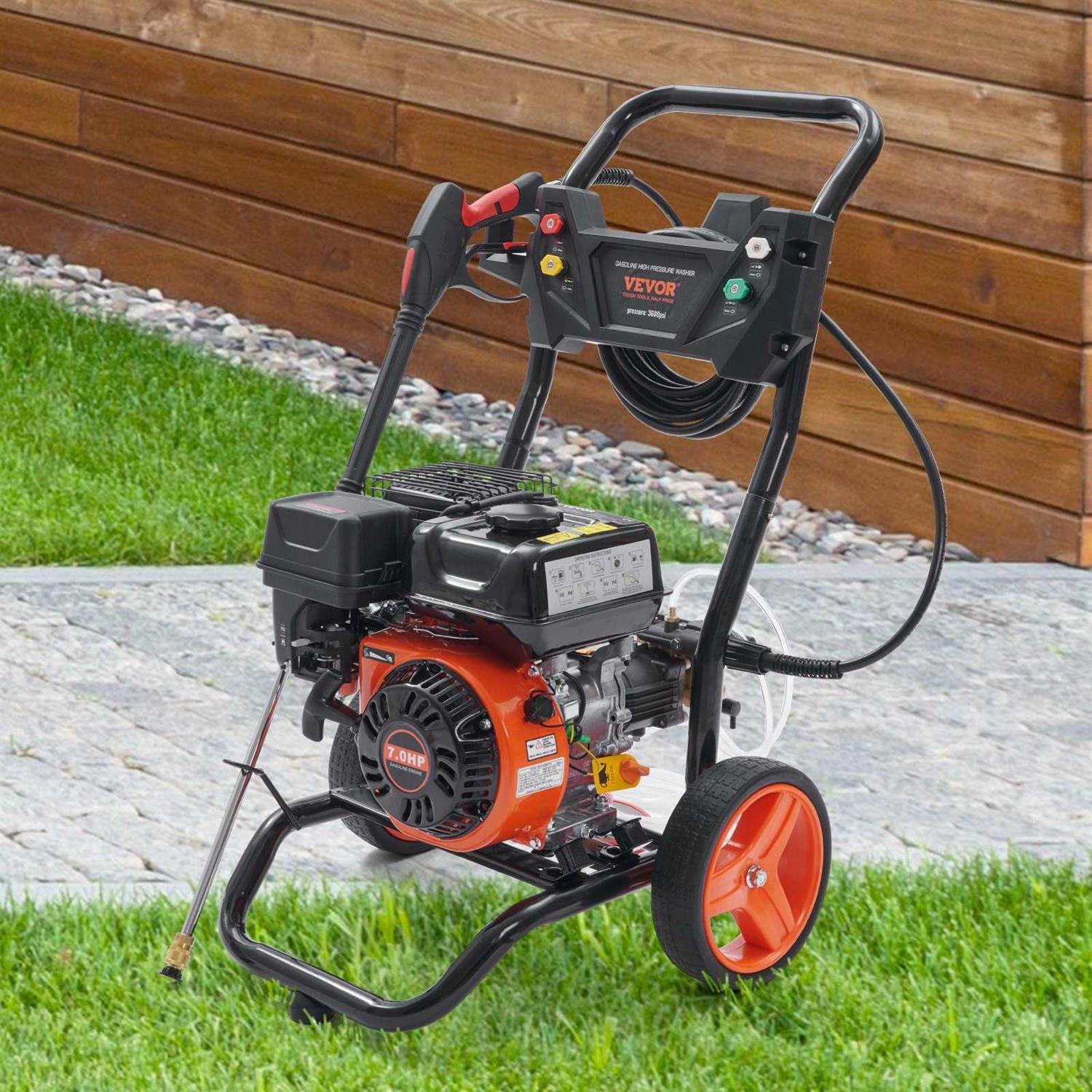 VEVOR Gas Pressure Washer, 3600 PSI 2.6 GPM, Gas Powered Pressure Washer with Copper Pump, Spray Gun and Extension Wand