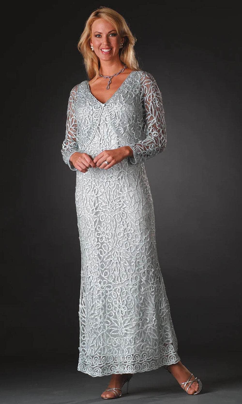 Lace V-Neck Mother Of The Bride Dress