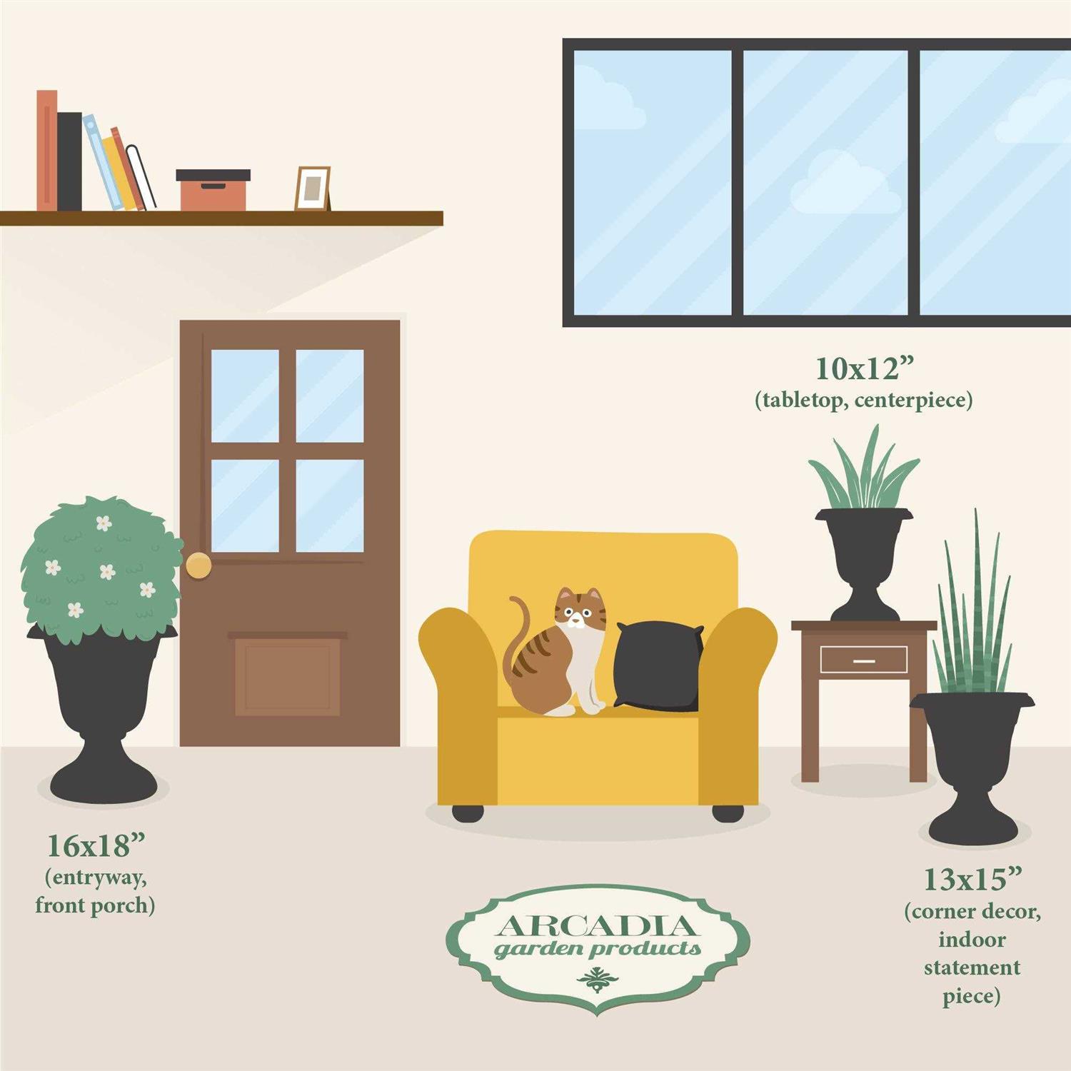 Arcadia Garden Products 13×15 inch Traditional Plastic Urn Planter