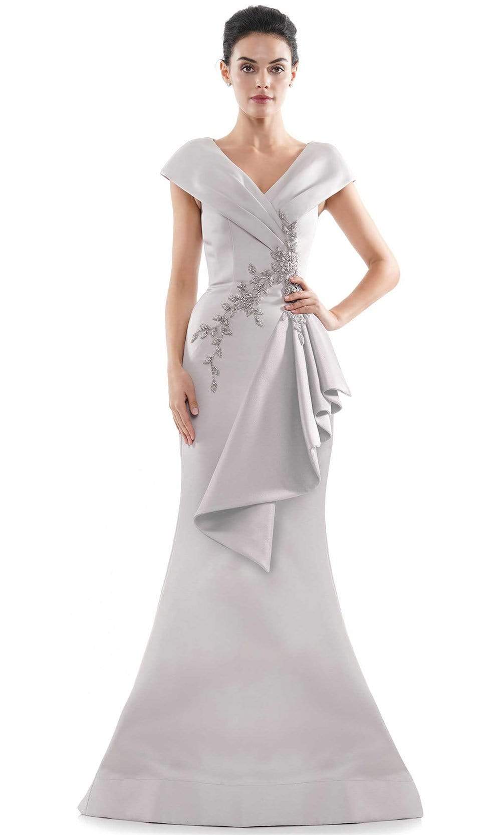 MV1086 Embellished V Neck Trumpet Dress