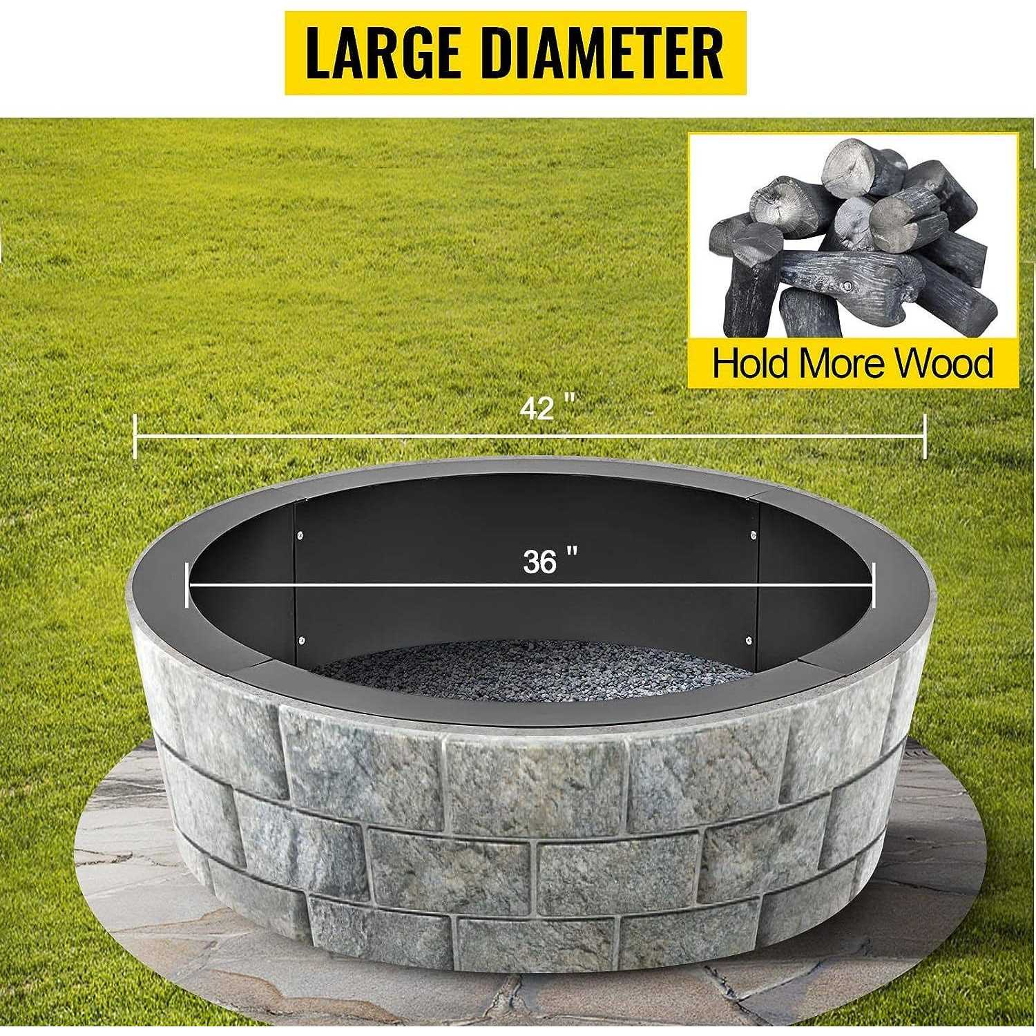 Vbenlem Fire Pit Ring 42-Inch Outer/36-Inch Inner Diameter