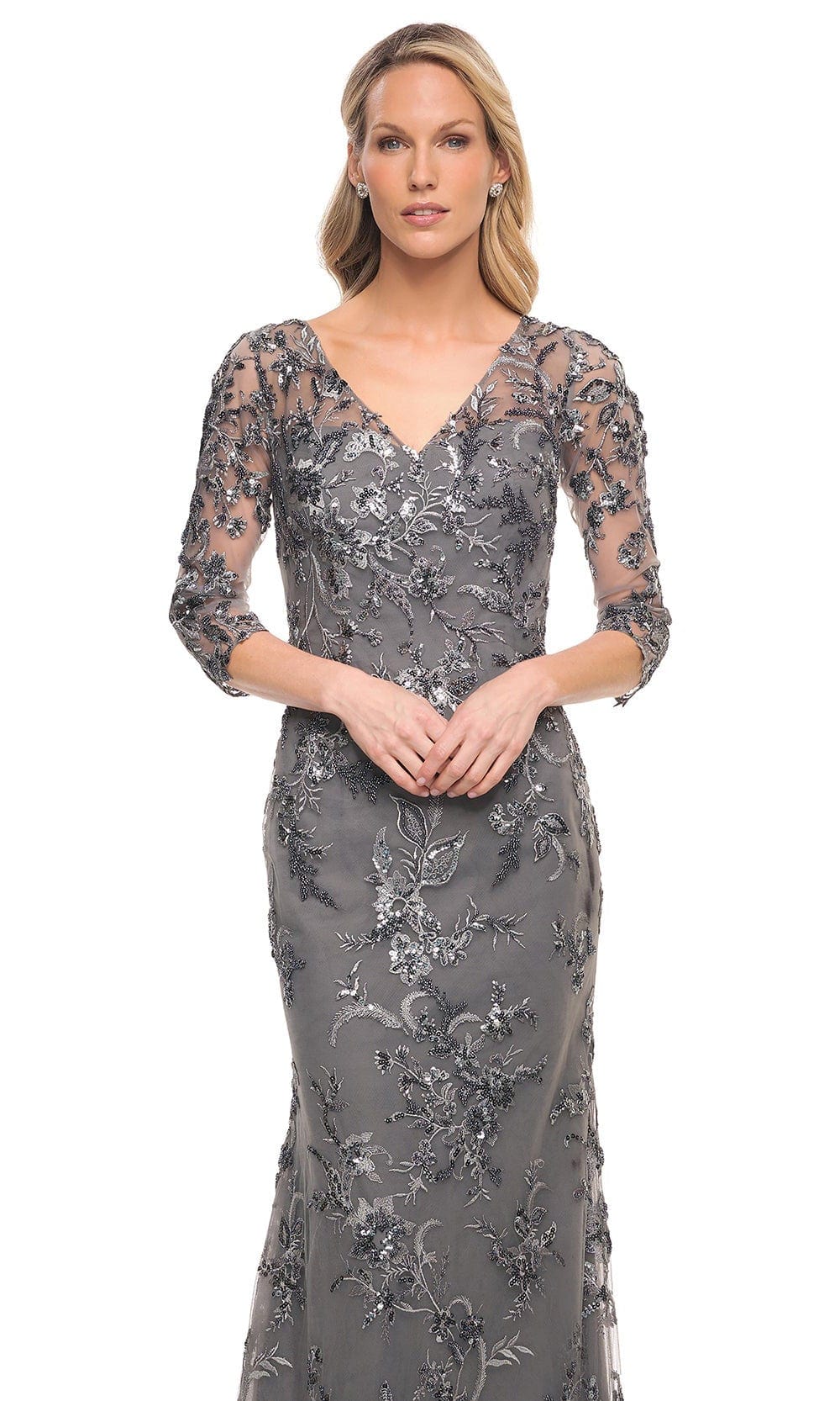 Embroidered Sheer Mother of the Groom Sheath Dress