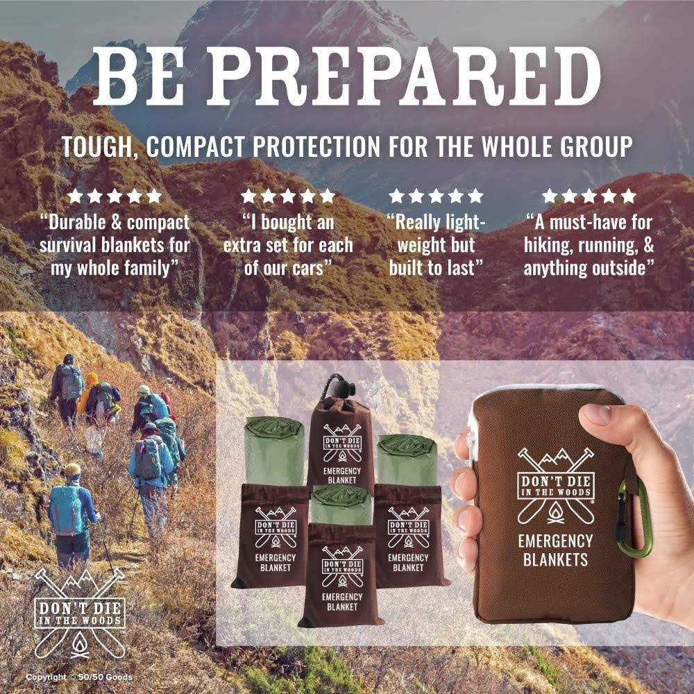 Don’t Die In The Woods Emergency Blankets Thermal Mylar Space