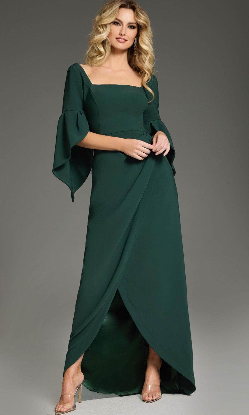 Fitted Bodice Bell Sleeve Prom Gown
