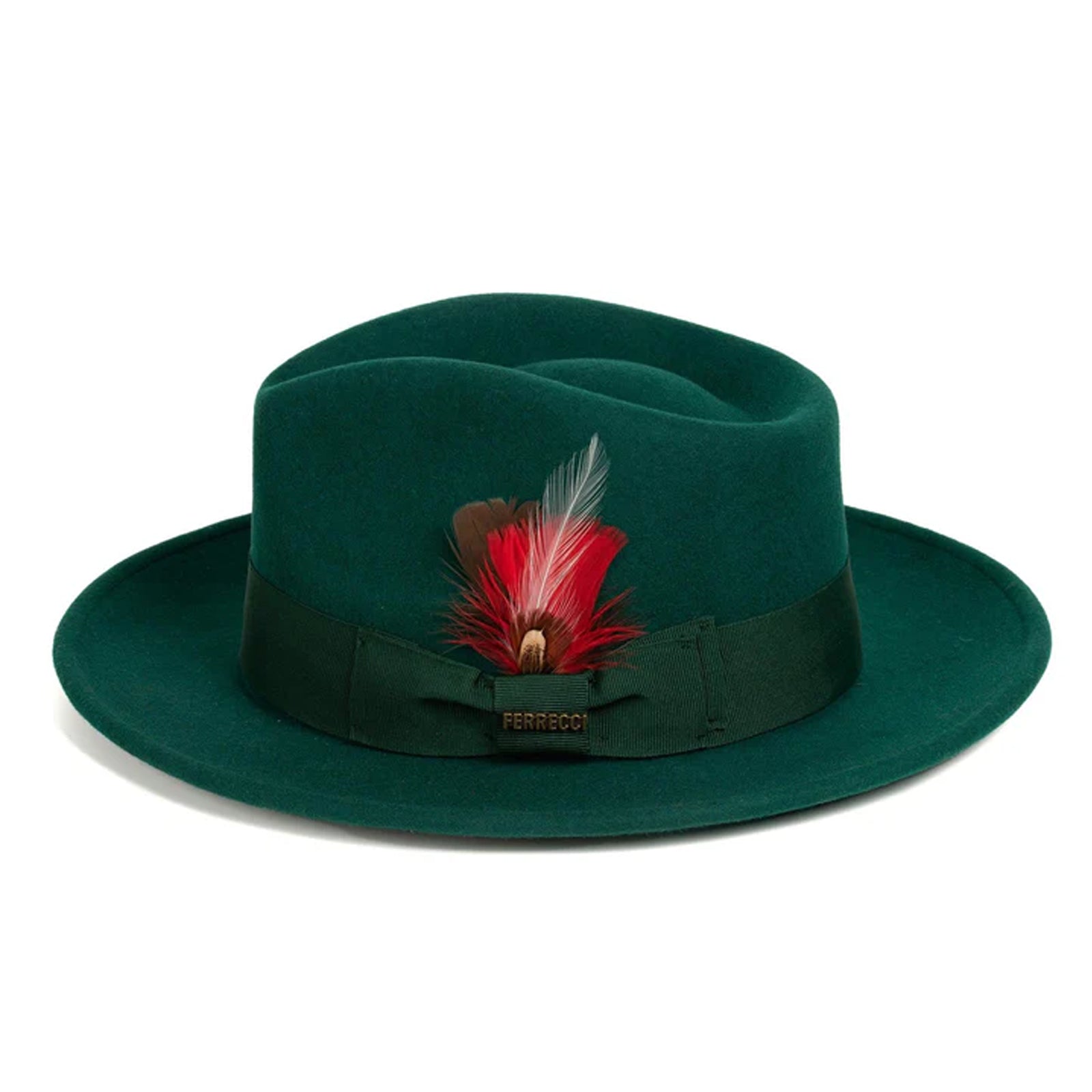 Mens Classic Wool Fedora Dress Hat in Hunter Green