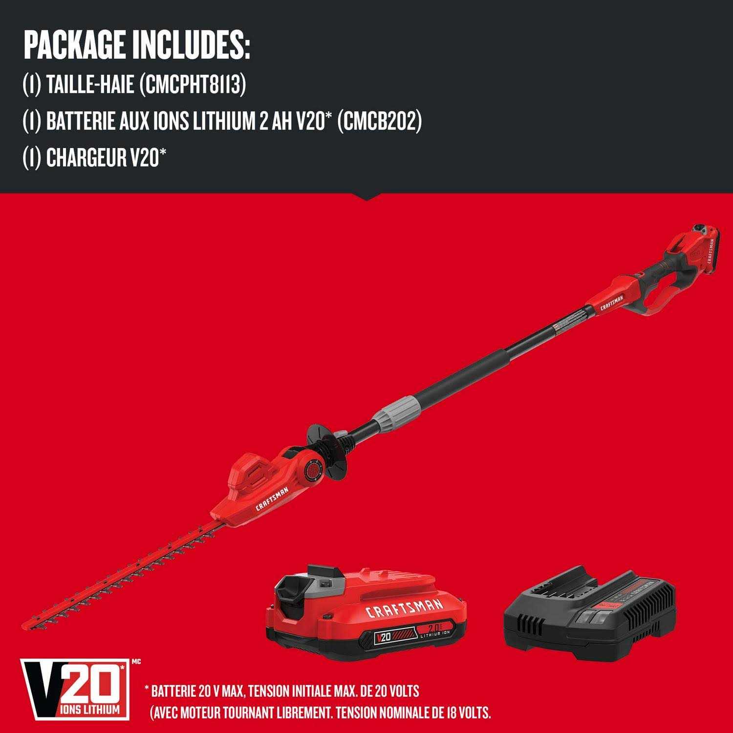 Craftsman 20V Max Pole Cordless Hedge Trimmer