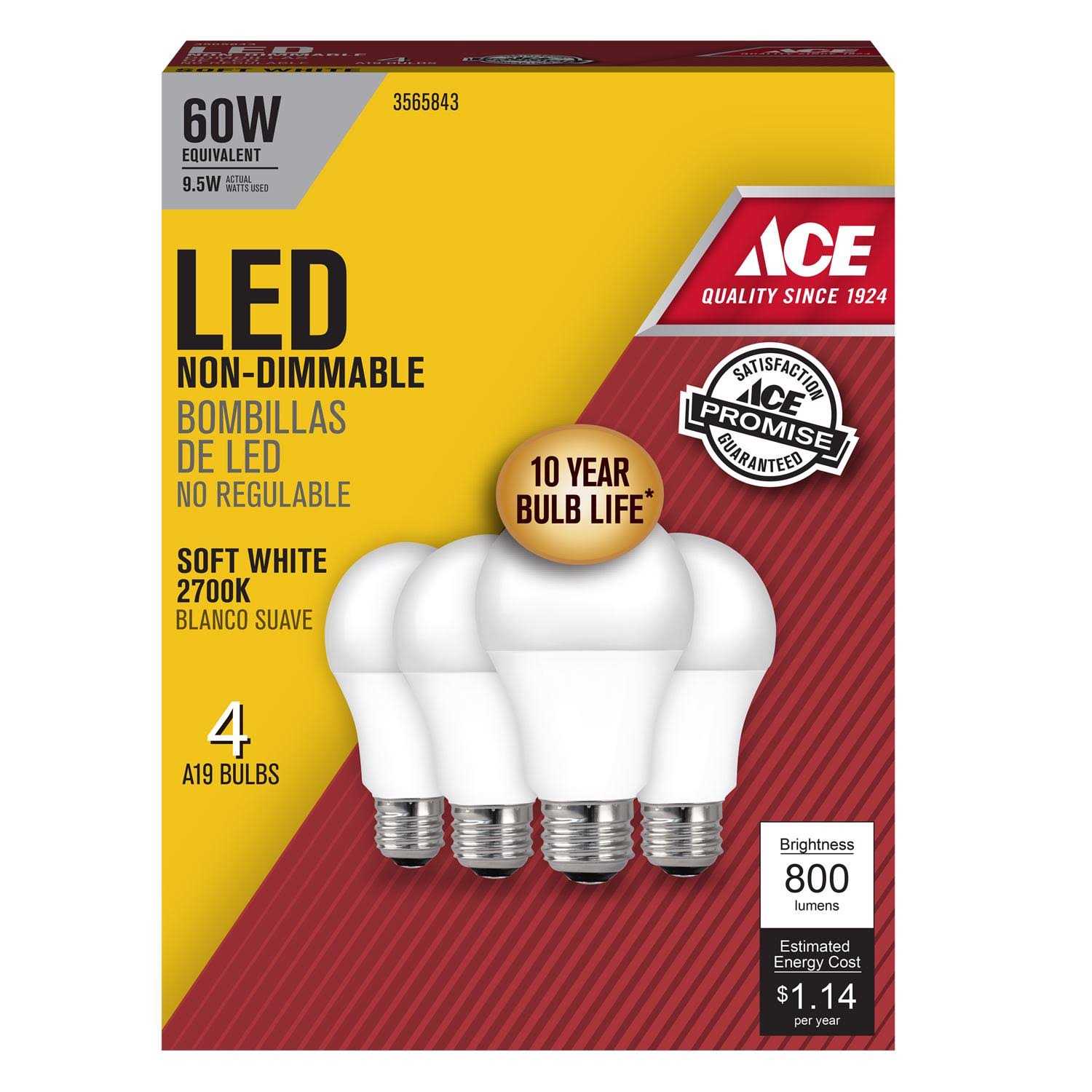 Ace A19 E26 LED Bulb Equivalence