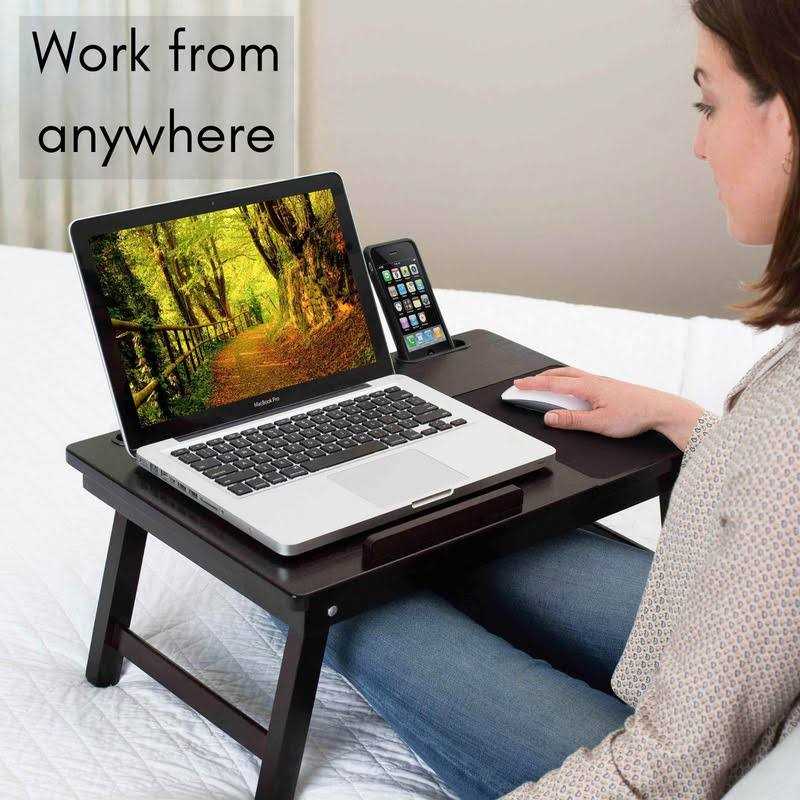 birdrock home bamboo laptop bed lap tray multi-position adjustable tilt surface