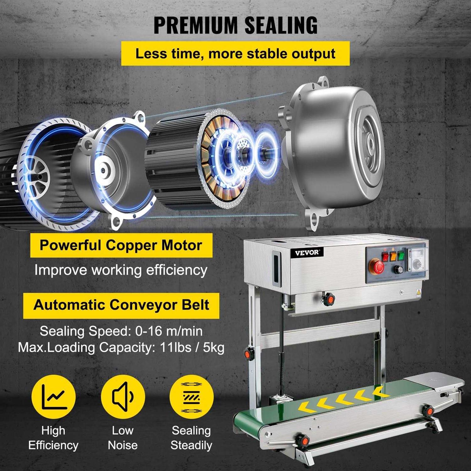 VEVOR FR-770 Continuous Band Sealer Automatic Band Sealer with Digital Temperature Control FRB-770LSBMLXFKJ1V1