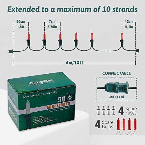 woohaha Christmas Lights Outdoor,2PACK 13ft 50-count Lights Incandescent Mini String 120v ul Lights