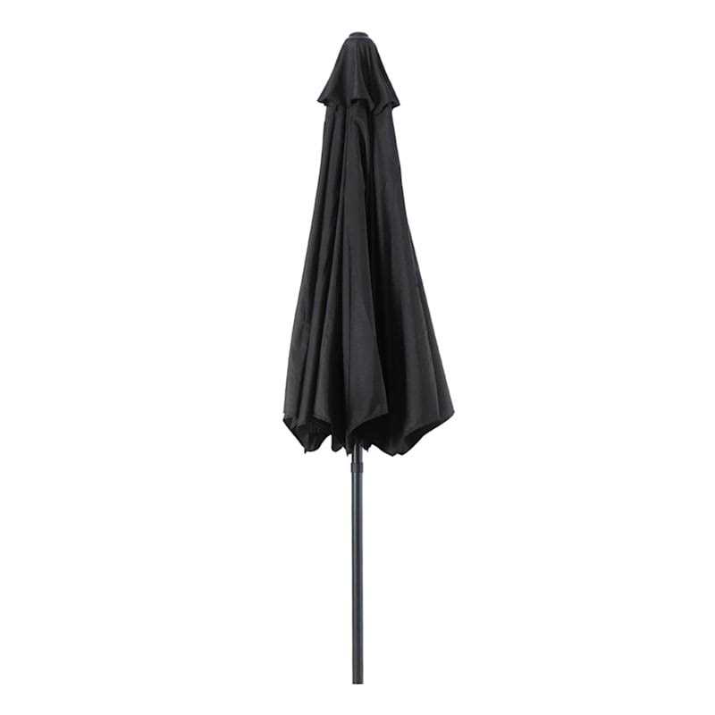 At Home Black Round Outdoor Crank & Tilt Umbrella