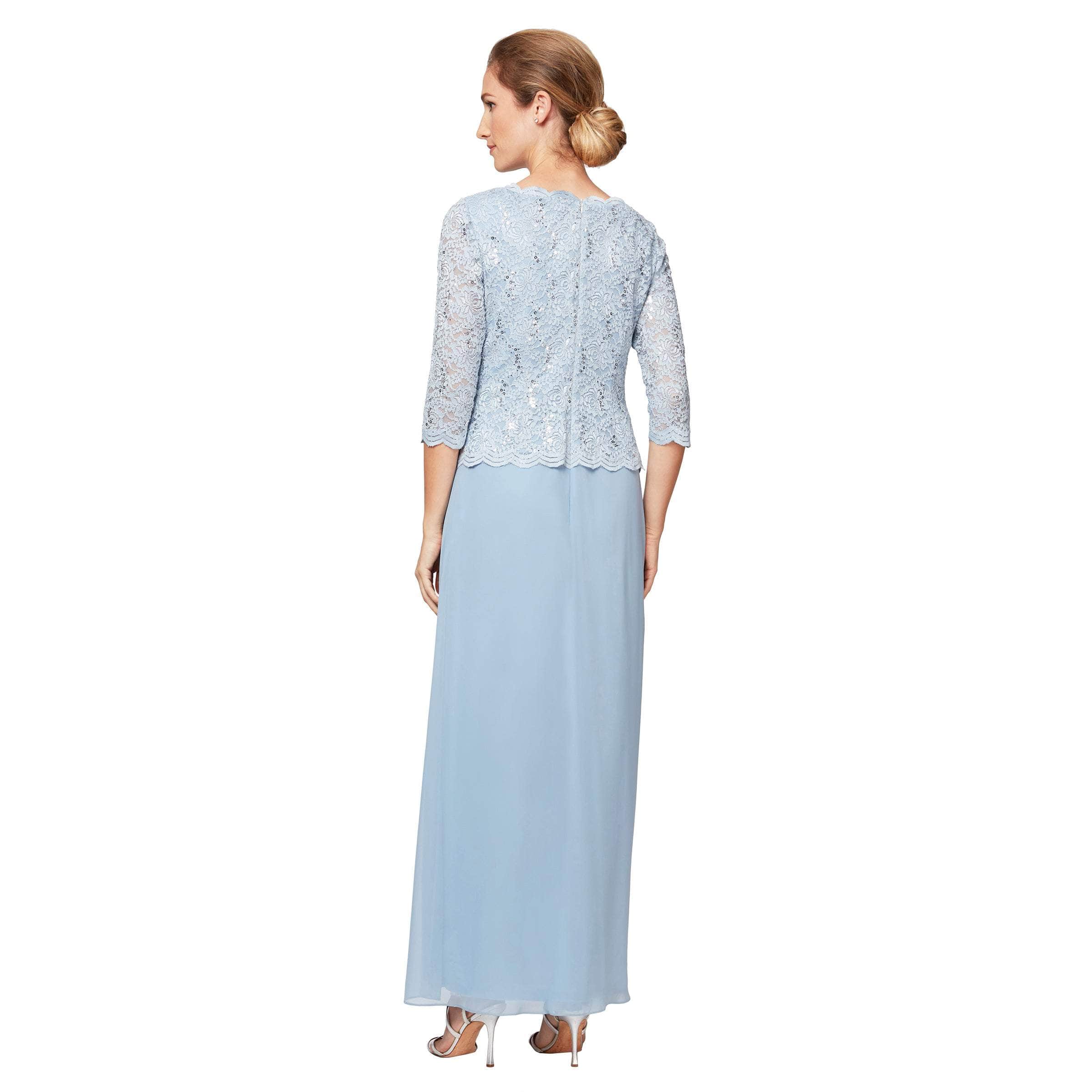 112318 Scallop Lace Mock Dress with Chiffon Skirt