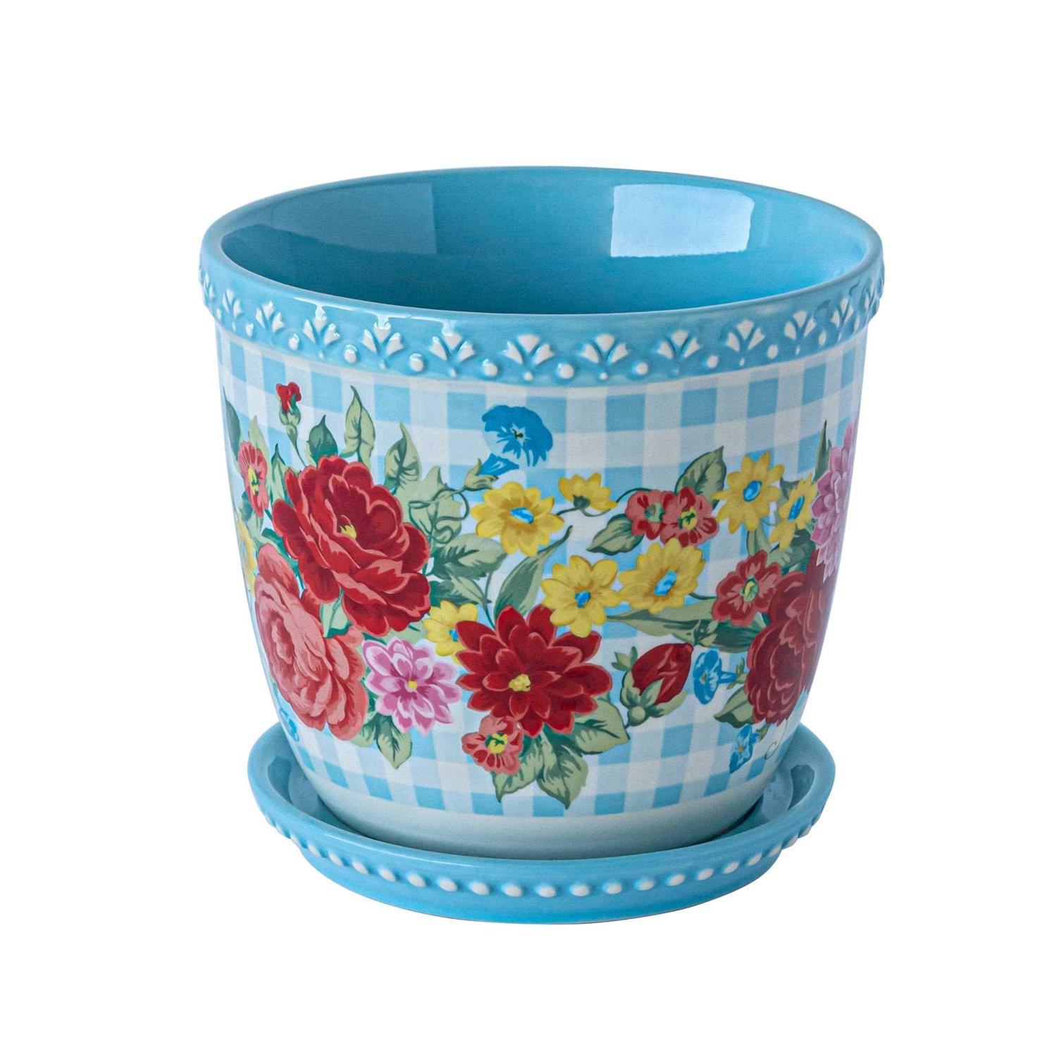 The Pioneer Woman Sweet Rose Gingham Planter