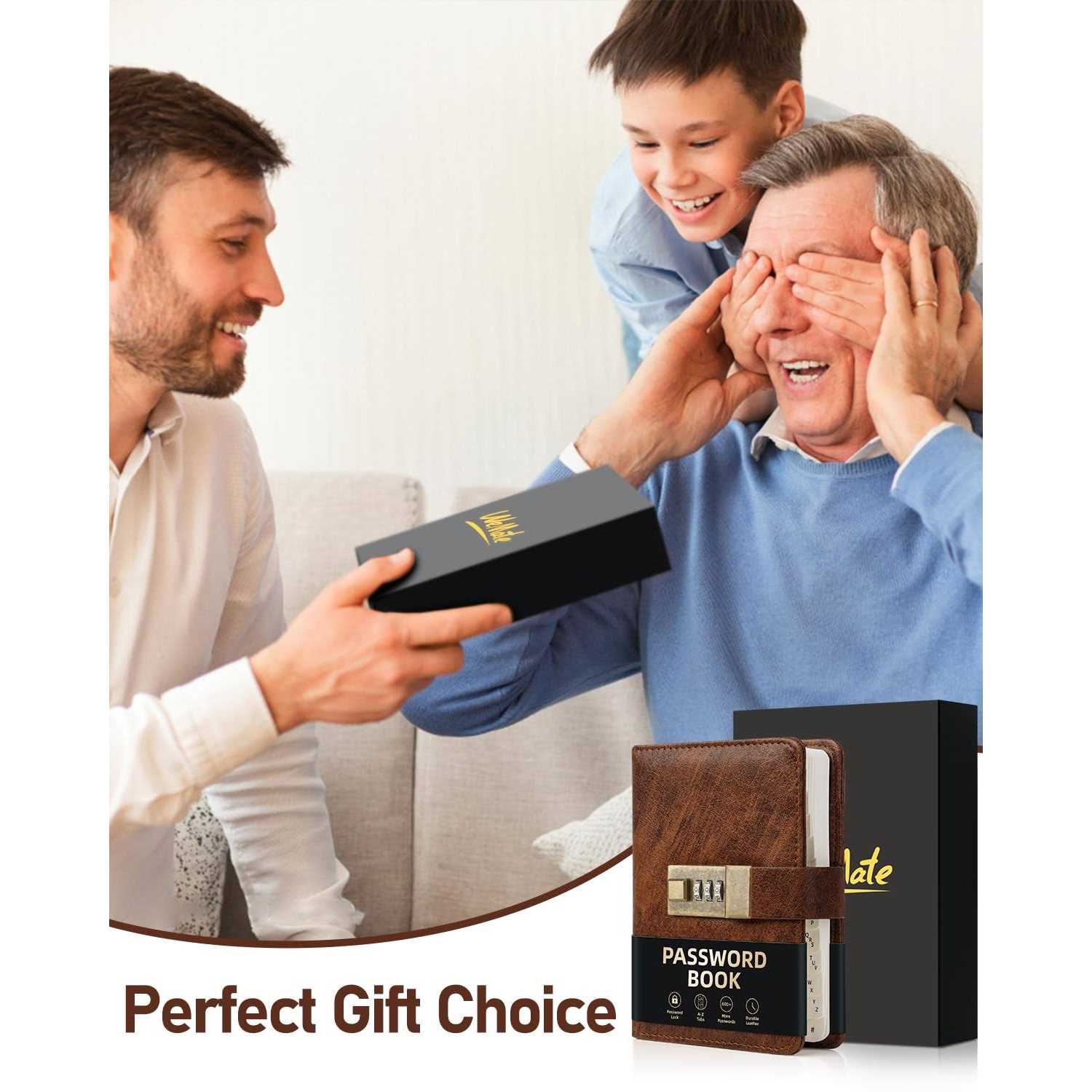 WEMATE Password Book with Lock Password Book with Alphabetical Tabs 600+ Password Spaces