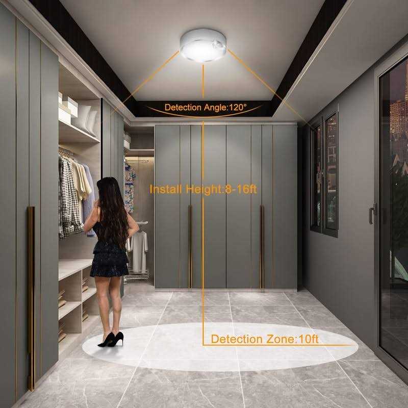 Yurnero Battery Operated Lights with Remote-Wireless Motion Sensor Ceiling Light with 400LM Dimmable 3000K/6000K-Battery Powered Ceiling Light