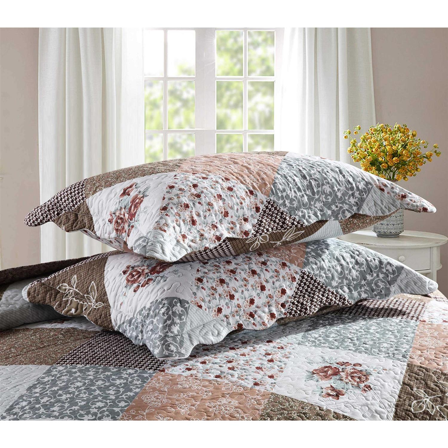 Travan 3-Piece Bedspread Quilt Set Oversized Reversible Quilted Bedding Cotton Coverlet Set with Shams