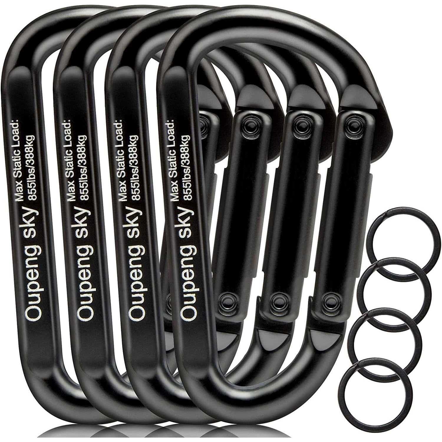 Carabiner Clip,855lbs,3 Heavy Duty D Ring Caribeener Clips,Carabiner Keychain Caribeaners for Hammocks,Camping,Hiking,Outdoors,Gym,Small Carabiners