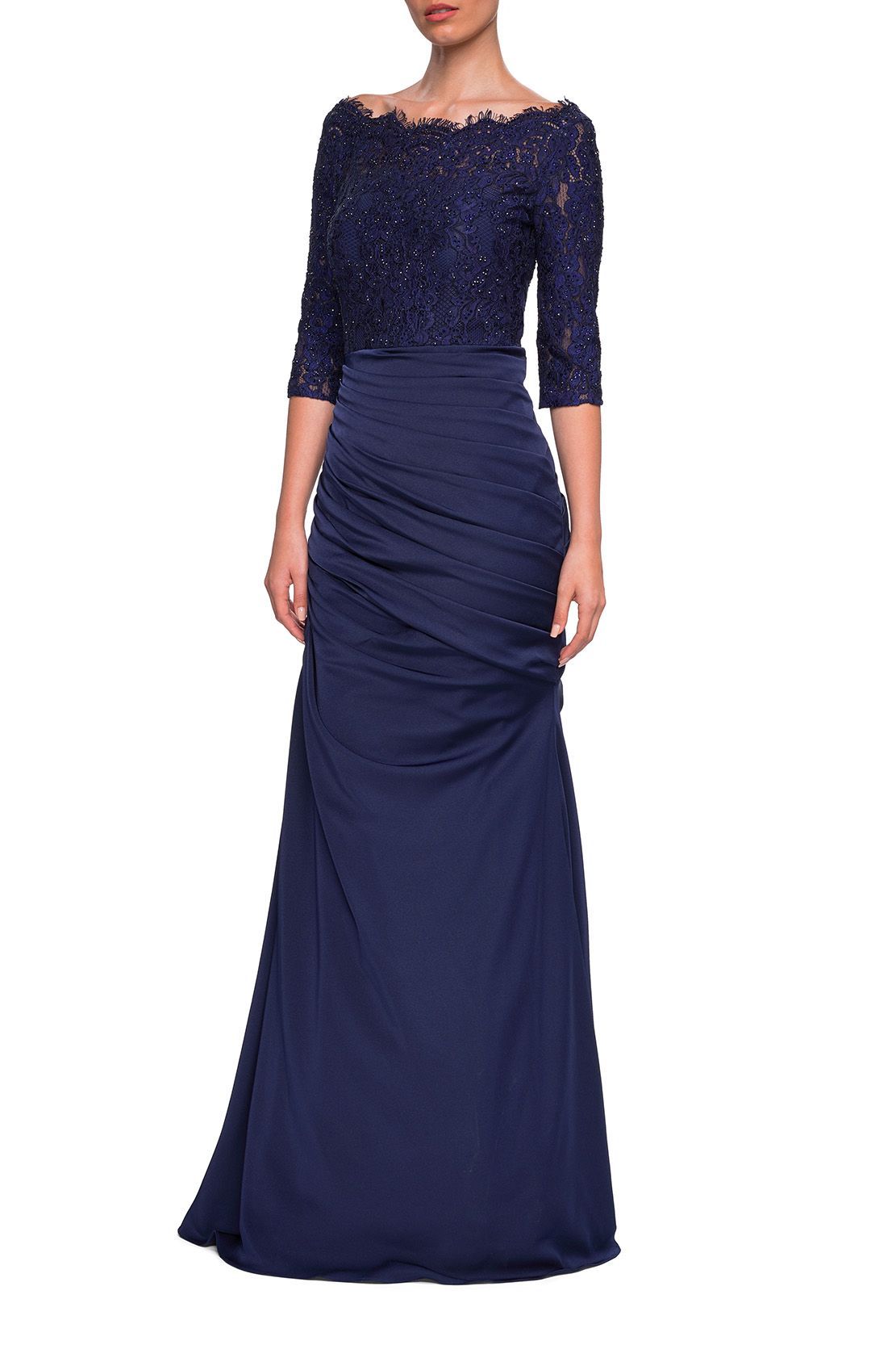 24926 Off-Shoulder Ruched Mermaid Gown