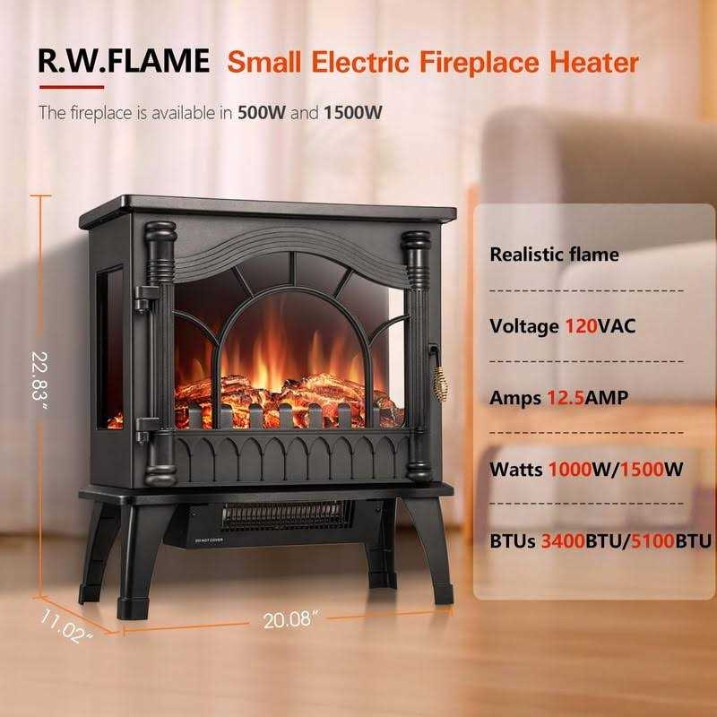 R.W.FLAME Electric Fireplace Stove Heater with Thermostat Control