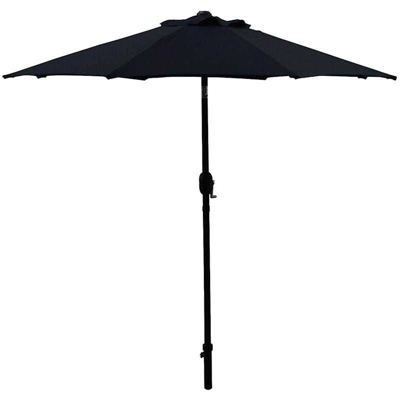 At Home Black Round Outdoor Crank & Tilt Umbrella