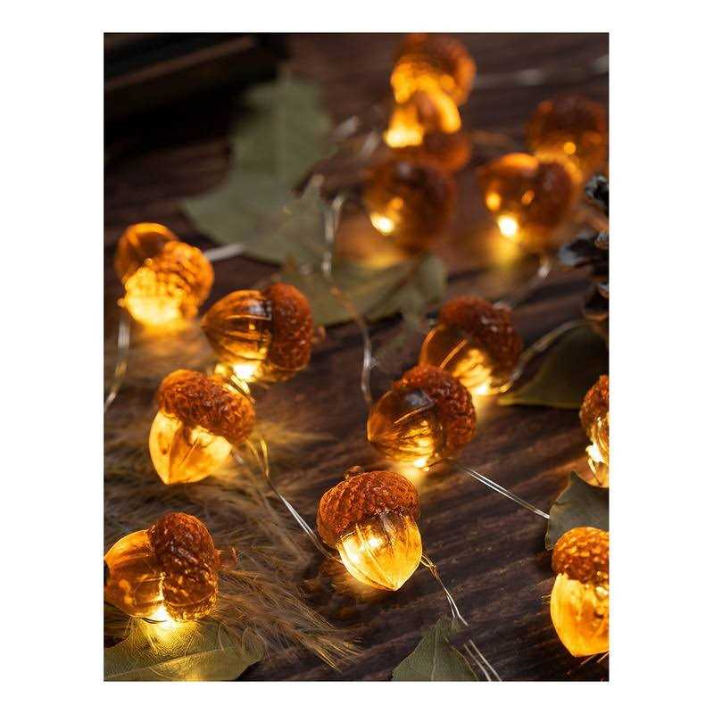 3d Acorn Fall Decorations String Lights Full Size Acorn Christmas Theme 10 feet 30 Leds 8 Twinkle Modes with Remote for Autumn Harvest Kitchen Baby