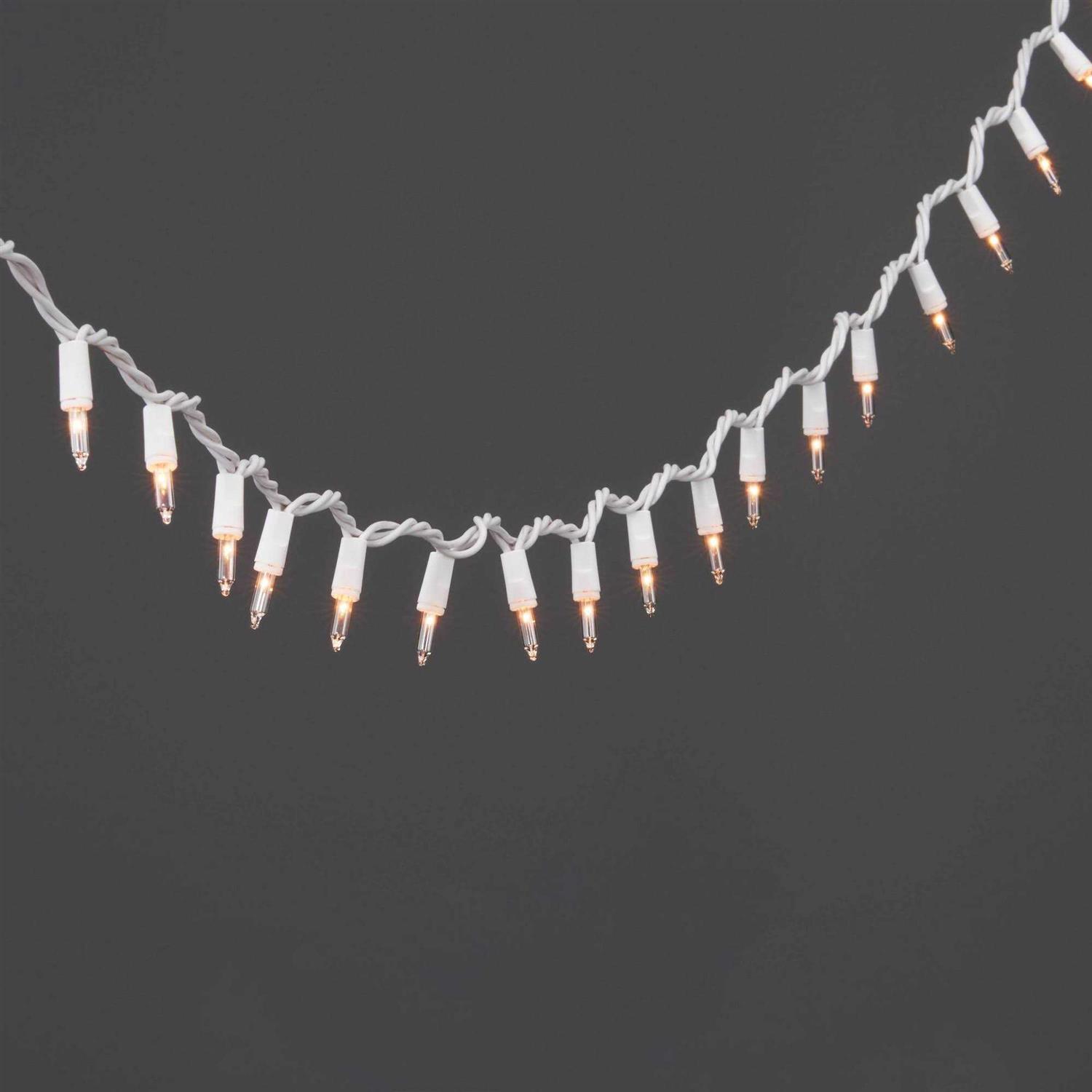 Wondershop 100ct Incandescent Smooth Mini Christmas String Lights Clear with White Wire