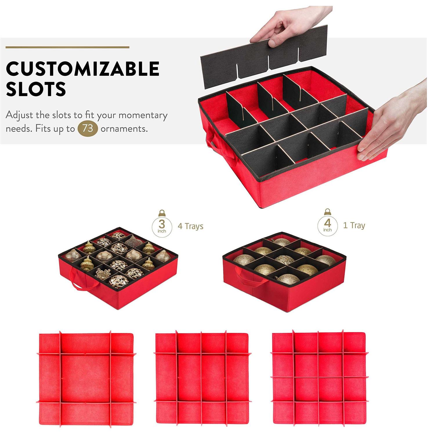 Zober Super Rigid 2-in-1 Christmas Ornament Storage Box & Xmas Figurine Container