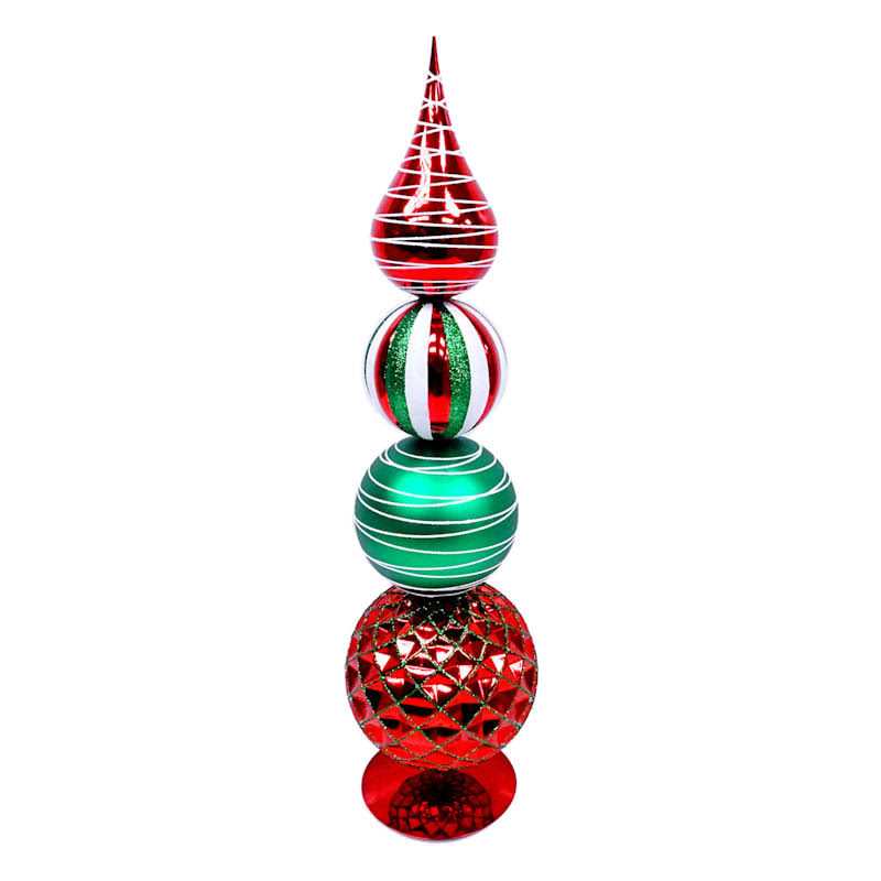 At Home Finial Decor Red & Green