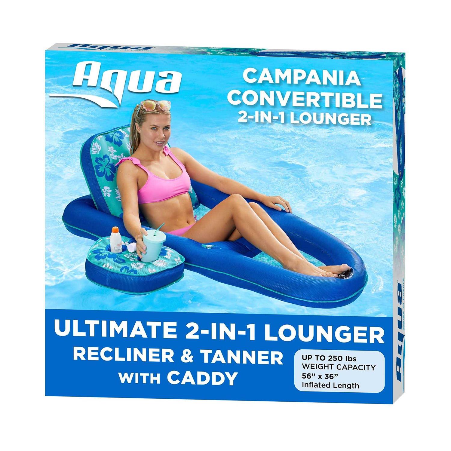 Aqua Azl14856 Campania Ultimate 2 in 1 Pool Float Lounge & Caddy