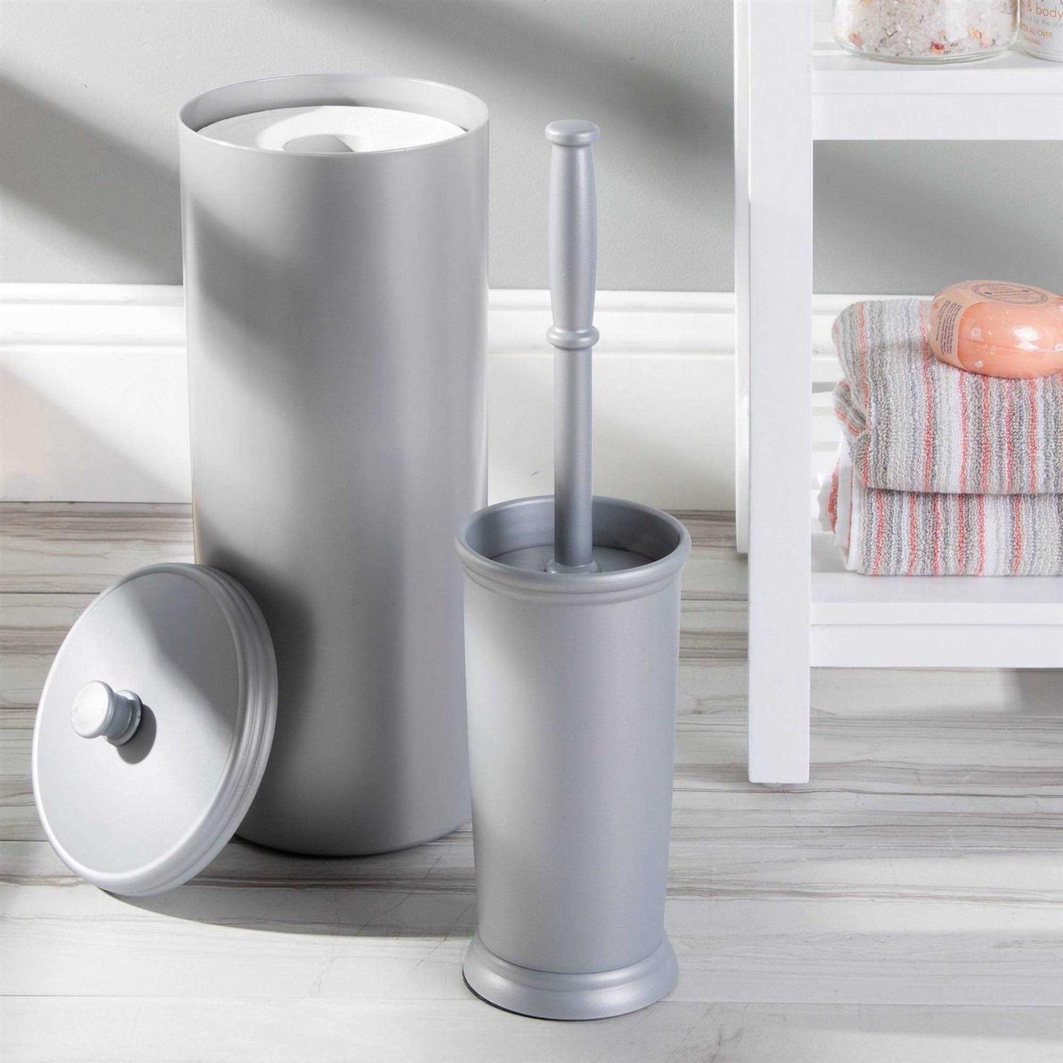 iDesign Kent Bathware, Free Standing Toilet Paper Roll Holder for Bathroom Storage – Gray