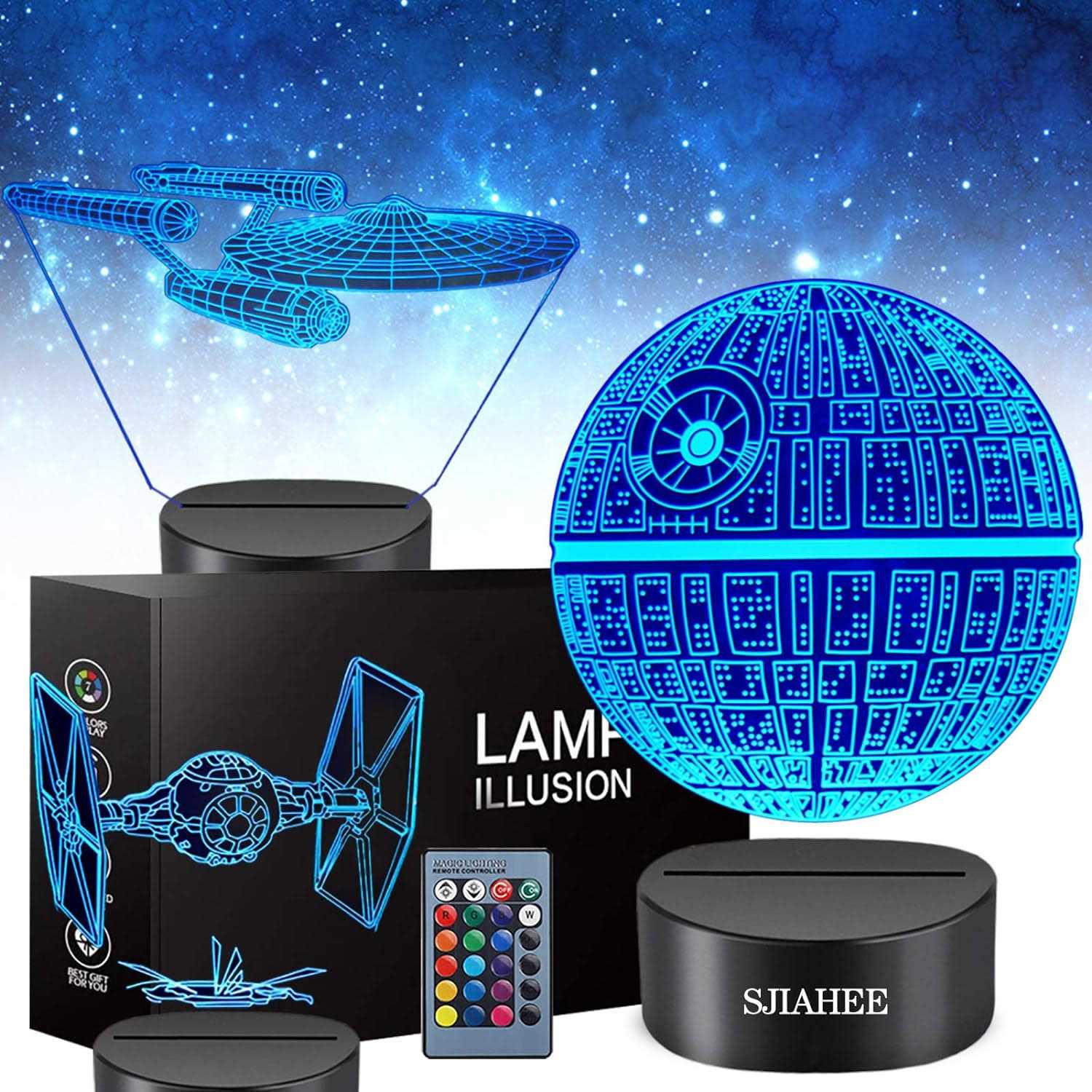 3D Star Wars lamp -3 Patterns Night Light with Timing Remote Control and 16 Color Changing Decor lamp, Star Wars Toys Birthday and Christmas Gifts