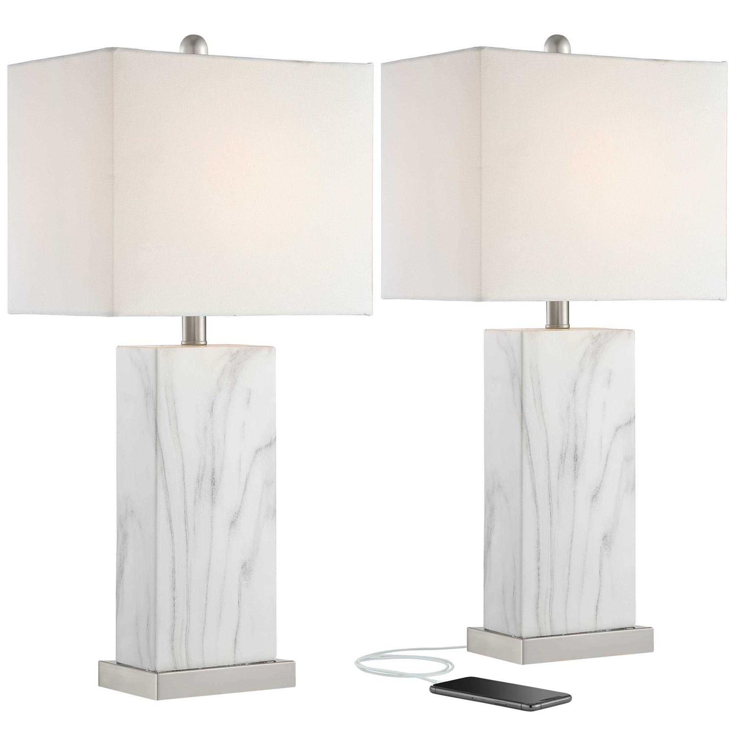 360 Lighting Connie Modern Table Lamps 25 Set of 2 with USB Charging