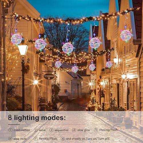 Baung Christmas String Lights Outdoors,4 Pack Sphere Lights,Ball Tree Garden Globe Lights for Home