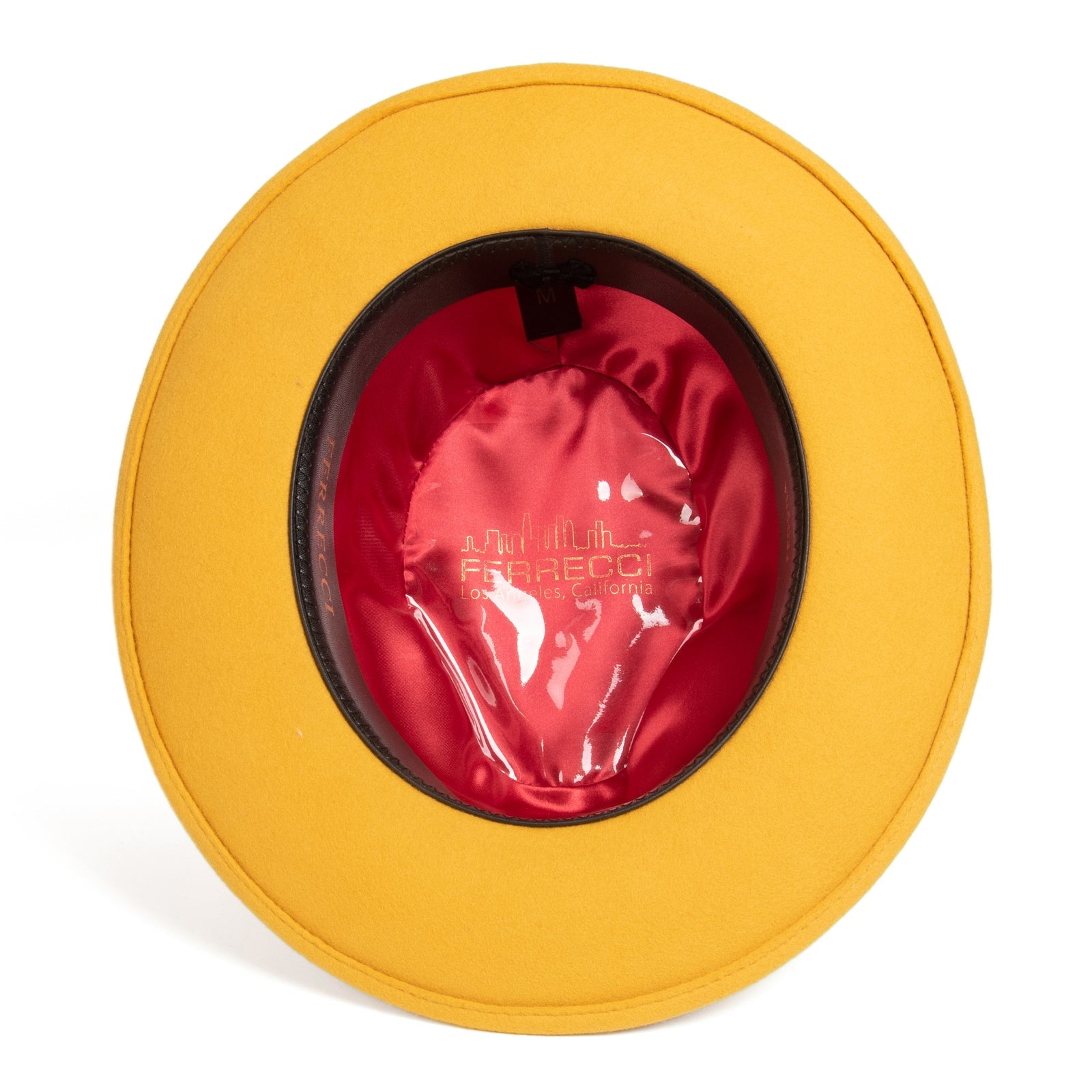 Mens Classic Wool Fedora Dress Hat in Mustard Gold