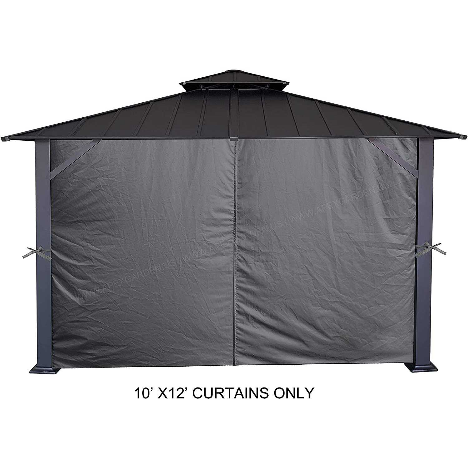 APEX GARDEN Four-Side Privacy Curtain Set for 10-ft x 12-ft Gazebo