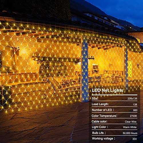 ZAIYW Large Net Lights Outdoor Mesh Lights 660 LED Fairy Net Lights Plug