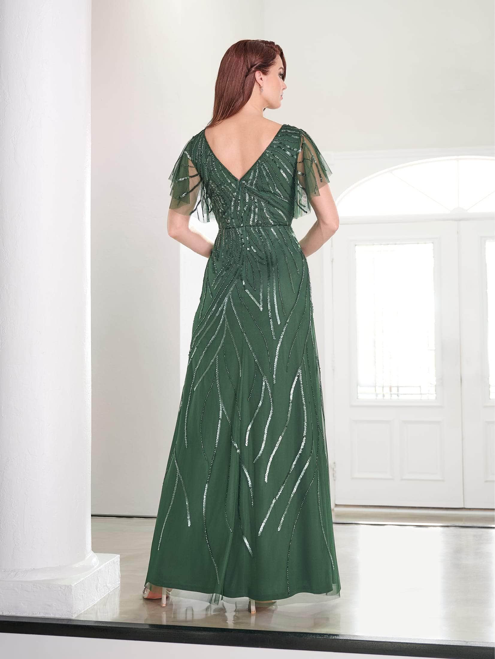 Flutter Sleeve Evening Dress